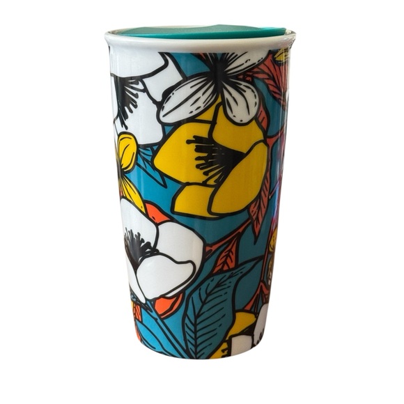 Starbucks Blue Poppy Flower Floral Ceramic Traveler Tumbler Coffee Mug 12 oz - Picture 6 of 7